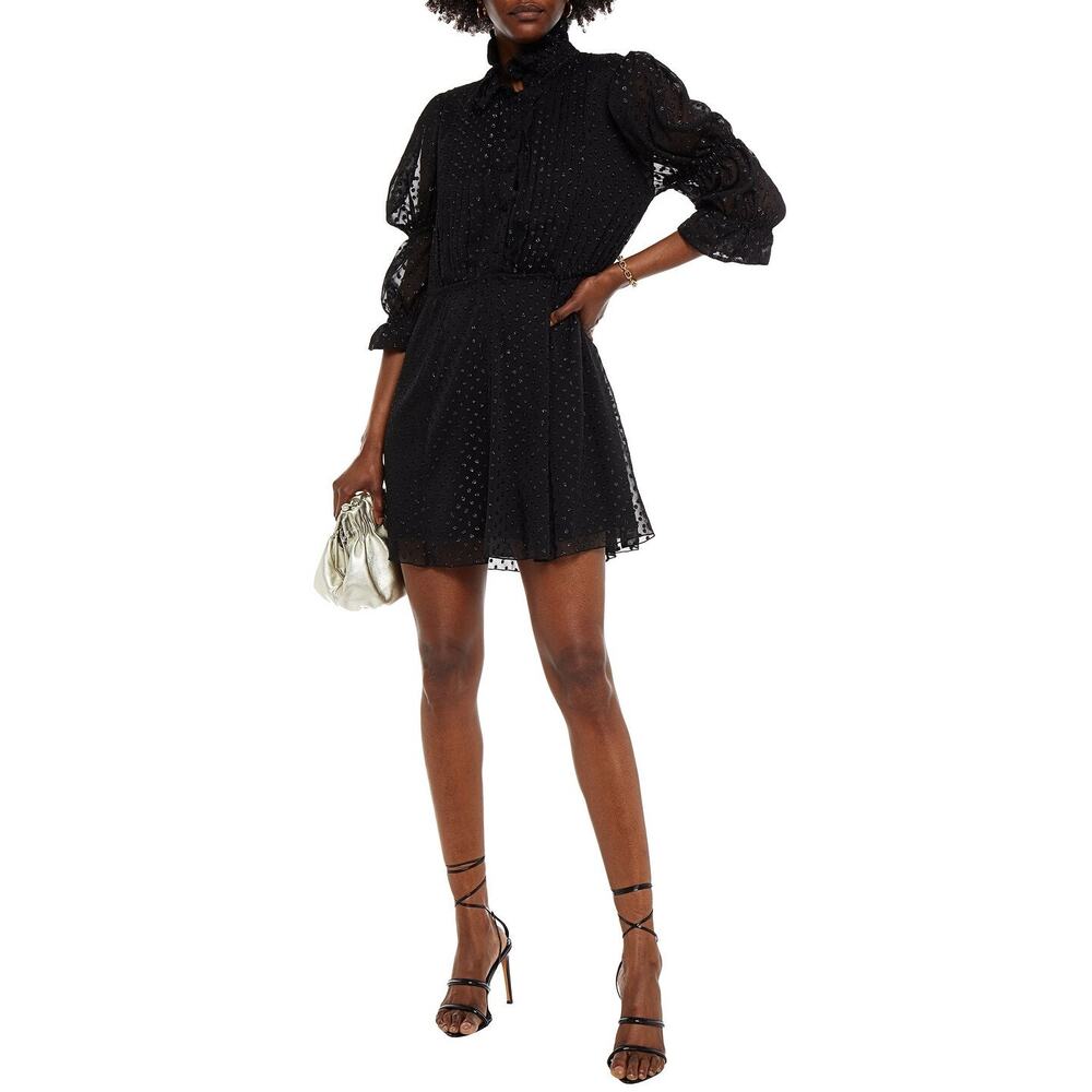 Philosophy Di Lorenzo Serafini Gathered Metallic Fil Coupe Georgette Mini Dress - Picture 15 of 15